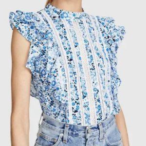 Veronica Beard Sol Printed Lace Top